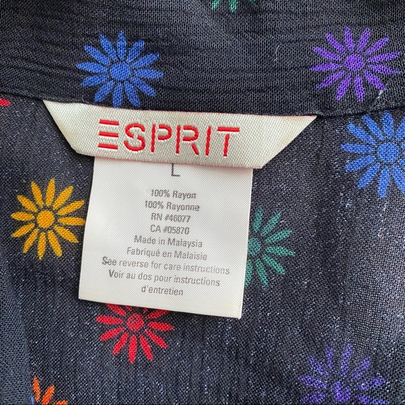 Vintage Esprit rainbow floral tunic blouse L - Picture 11 of 12